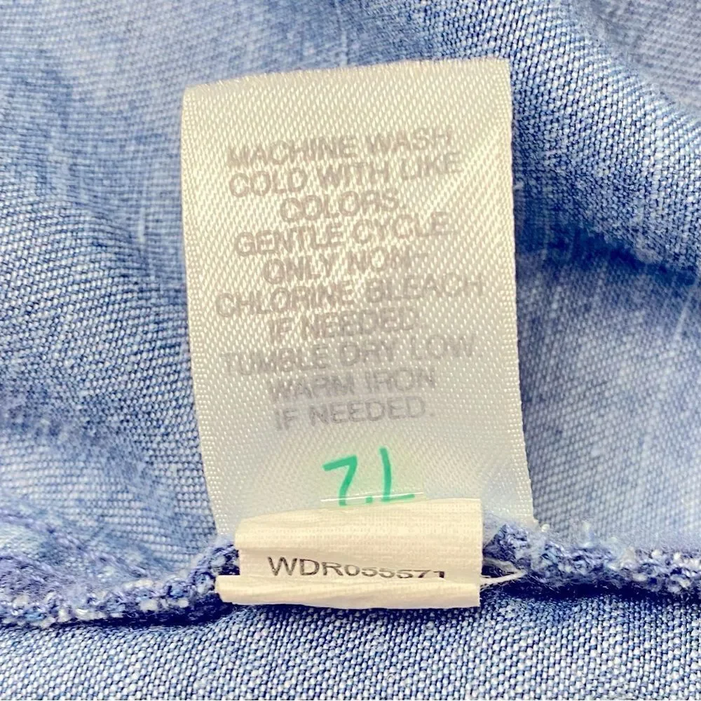 J. JILL DRESS SLEEVELESS CHAMBRAY SNAP FRONT - Picture 10 of 10
